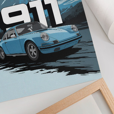Kunstdruck leinwand Klassisches Auto, Bergkulisse, große Schrift