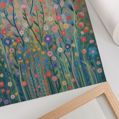 Wandposter Wunderschöne Blumen vor dem Sternenhimmel
