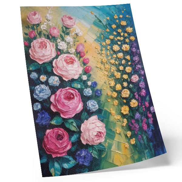 Kunstdruck leinwand Blumen, Rosen, leuchtende Farben, abstrakte Atmosphäre