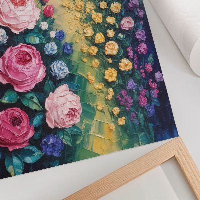 Kunstdruck leinwand Blumen, Rosen, leuchtende Farben, abstrakte Atmosphäre