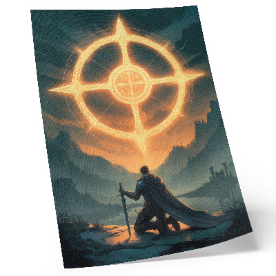 Wandposter Bezaubernde Landschaft, magisches Symbol, Ritter