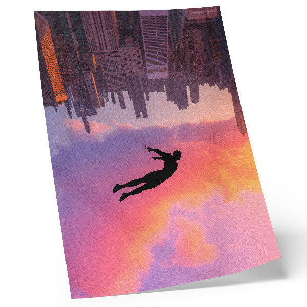 Kunstdruck leinwand Die Silhouette einer modernen Stadt vor einem farbenfrohen Himmel