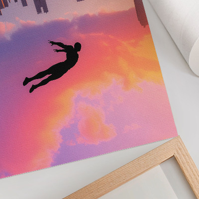 Kunstdruck leinwand Die Silhouette einer modernen Stadt vor einem farbenfrohen Himmel
