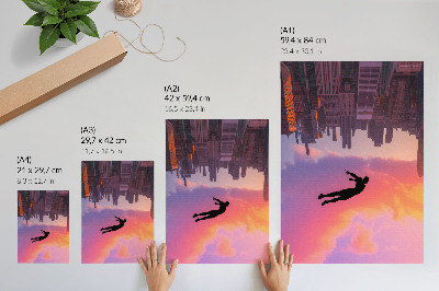 Kunstdruck leinwand Die Silhouette einer modernen Stadt vor einem farbenfrohen Himmel
