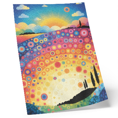 Poster Energiegeladene Regenbogenkreise vor dem Hintergrund eines Sonnenuntergangs