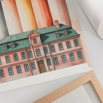 Wandposter Klassisches Gebäude und farbenfrohe Silos