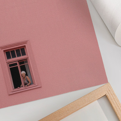 Wandposter Rosa Wand mit einem Fenster