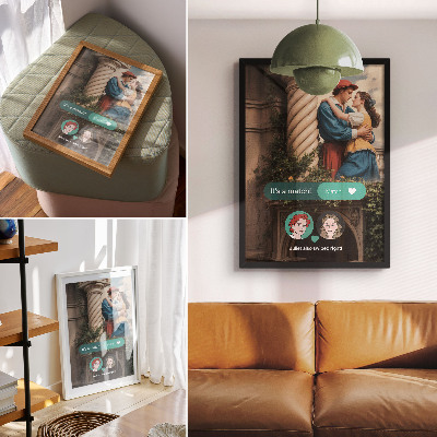 Poster Liebesszene, klassische Atmosphäre, grünes Arrangement