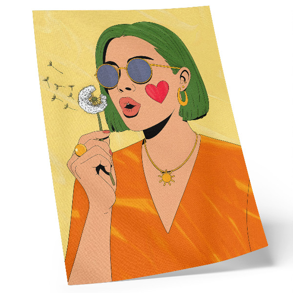 Poster Pop-Art-Illustration mit grünen Haaren