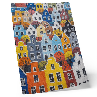 Poster Bunte Mietshäuser in verschiedenen Formen und Farben in Harmonie