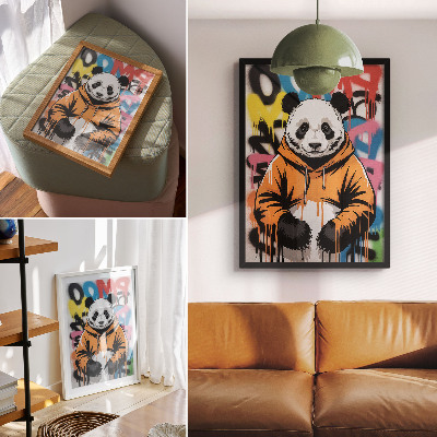 Kunstdruck leinwand Panda im Graffiti-Sweatshirt, Streetstyle