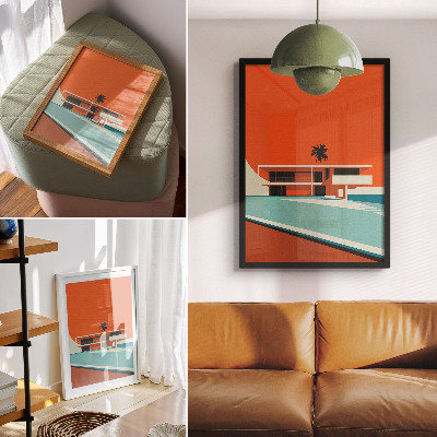 Poster Villa Orange Sky – Minimalistische Komposition