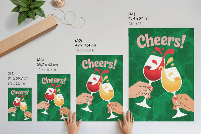 Poster Bunte Brillen, grüner Hintergrund, dynamischer Stil