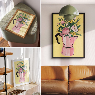 Kunstdruck leinwand Moderne Illustration mit einer rosa Kaffeekanne