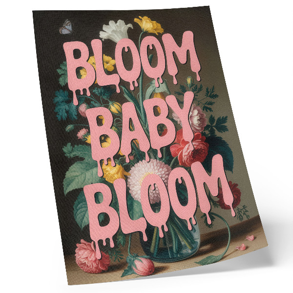 Wandposter Blumen mit rosa Aufschrift: Positive Energie