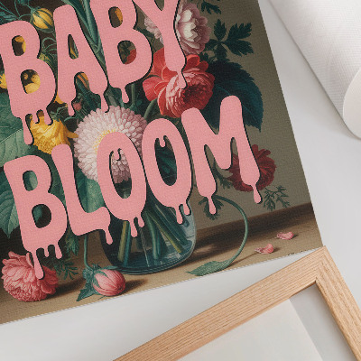 Wandposter Blumen mit rosa Aufschrift: Positive Energie