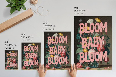 Wandposter Blumen mit rosa Aufschrift: Positive Energie