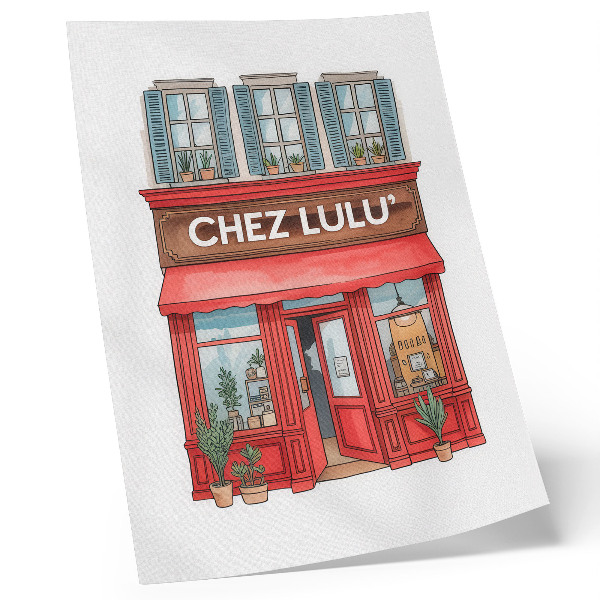 Poster Architektur, Café, Pflanzen, Pastellfarben