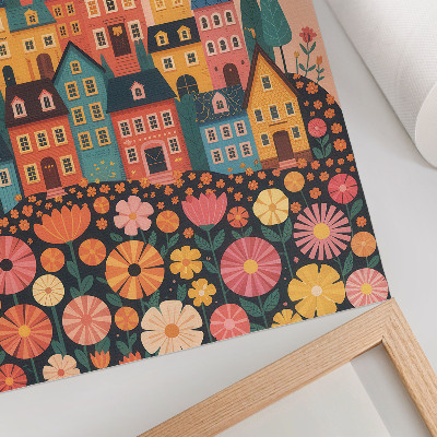 Kunstdruck leinwand Bunte Häuser und Blumen, idyllische Atmosphäre