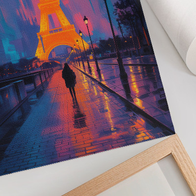 Wandposter Abend in der Stadt, Neonlichter, Regen, Moderne
