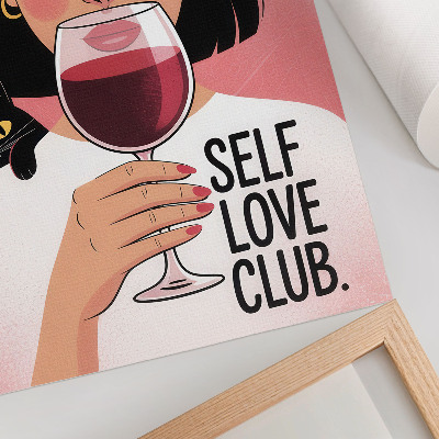 Kunstdruck leinwand Frau mit Wein und Katze im Illustrationsstil