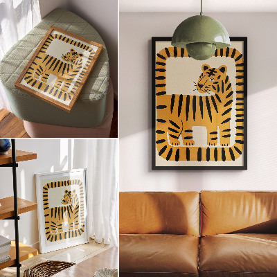 Poster Tiger im Grafikstil mit intensiven Farben