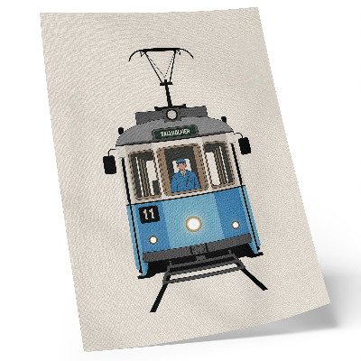 Wandposter Retro-Straßenbahn im minimalistischen Stil