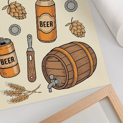 Kunstdruck leinwand Bier-Elemente, Retro-Gemütlichkeitsatmosphäre, Vintage-Stil