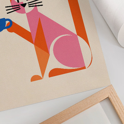 Kunstdruck leinwand Kreatives Retro-Kaffee-Katzenmotiv