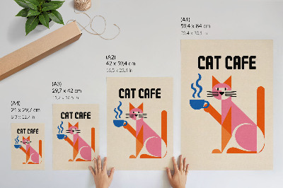 Kunstdruck leinwand Kreatives Retro-Kaffee-Katzenmotiv