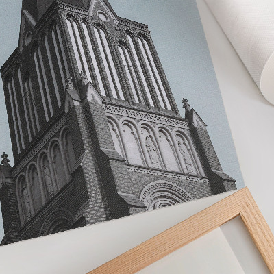 Wandposter Hoch aufragendes gotisches Turm-Einzelhandelsgebäude