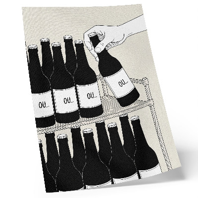 Poster Minimalistische Illustration einer Hand mit Flasche in Schwarz-Weiß