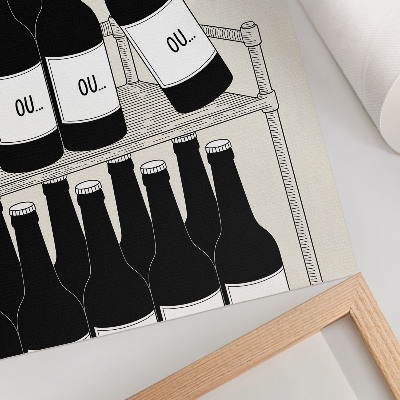 Poster Minimalistische Illustration einer Hand mit Flasche in Schwarz-Weiß