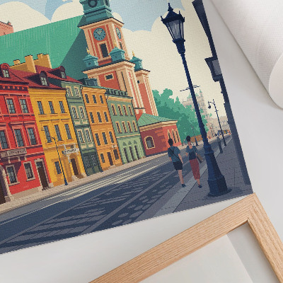 Poster Bunte Mietshäuser, blauer Himmel, Architektur