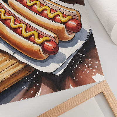 Kunstdruck leinwand Leckere Hotdogs in einer fröhlichen, modernen Atmosphäre
