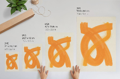 Poster Abstrakte, leuchtende orangefarbene Pinselstriche