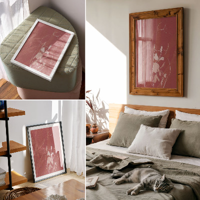 Kunstdruck leinwand Feminine Silhouette und Blumen, Zartheit, Minimalismus