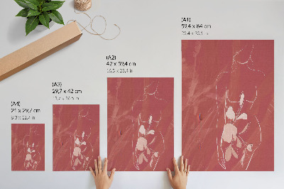 Kunstdruck leinwand Feminine Silhouette und Blumen, Zartheit, Minimalismus