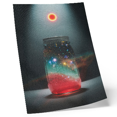Wandposter Weltraumglas mit bunten Weltraumlichtern
