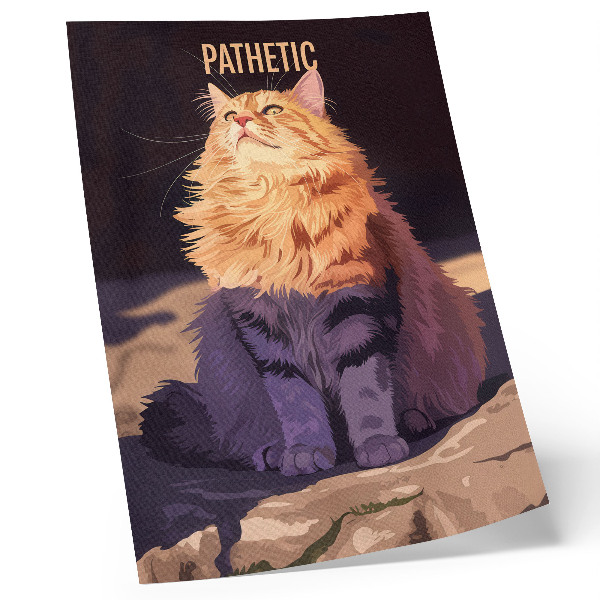 Poster Katze mit Text orange grau beige