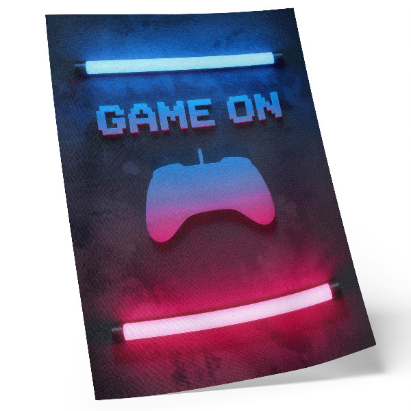 Kunstdruck leinwand Dynamik der Neon-Pixel-Beschriftung auf dem Spielpad