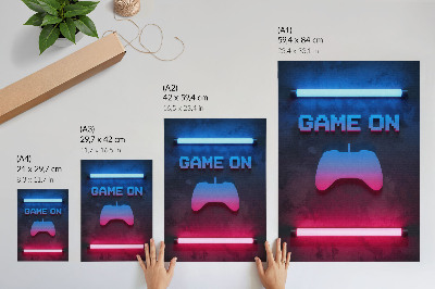 Kunstdruck leinwand Dynamik der Neon-Pixel-Beschriftung auf dem Spielpad