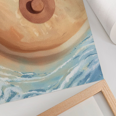 Wandposter Strandhut ruht sich in der Sonne aus.