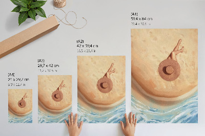 Wandposter Strandhut ruht sich in der Sonne aus.