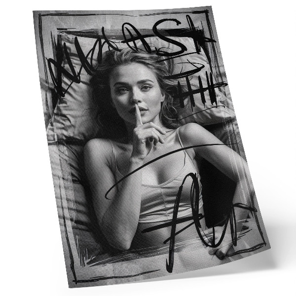 Wandposter Dynamische Linien in schwarz-weißen Graffiti-Figuren.