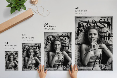Wandposter Dynamische Linien in schwarz-weißen Graffiti-Figuren.