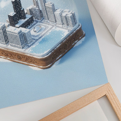 Kunstdruck leinwand Eine Miniaturstadt in winterlicher Kulisse