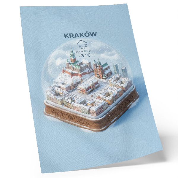 Wandposter Krakau unter einer Glaskuppel – Winteratmosphäre