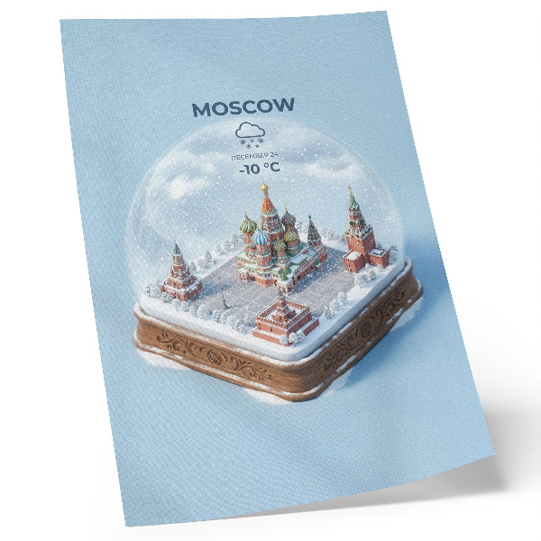 Kunstdruck leinwand Miniatur-Moskau in einer winterlichen Schneekugel