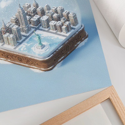 Wandposter Minimalistische Stadt-Winter-Schneekugel